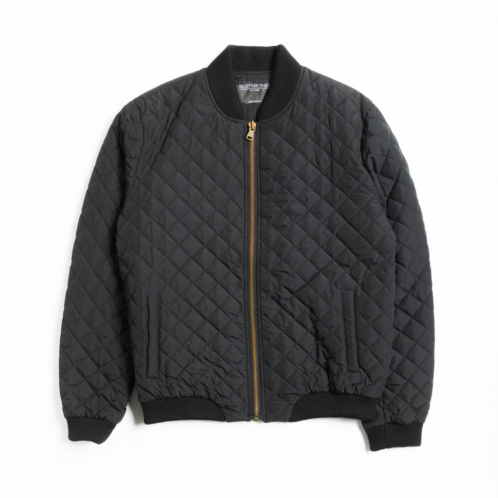 Water repellent quilted nylon bomber jacket made in Italy by rust&bones